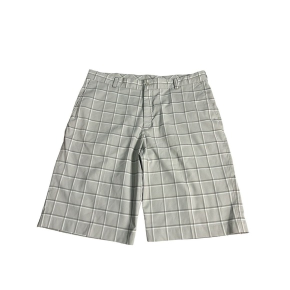 NIKE Dri-Fit 12”‎ Performance Gray White Plaid Golf Shorts Men's 36 - Picture 1 of 7